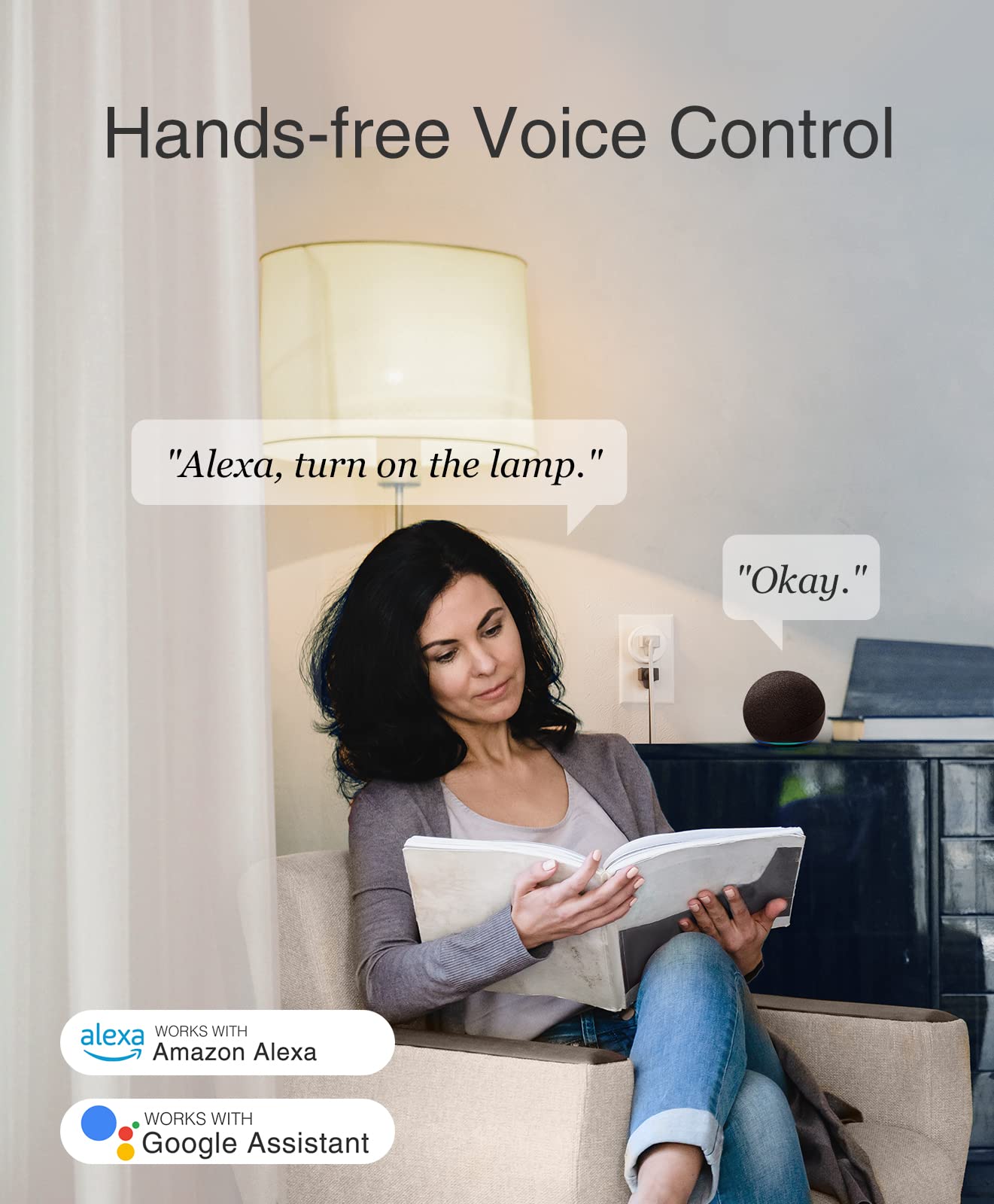 GHome Smart Mini Smart Plug Works with Alexa and Google Home, WiFi Smart Outlet Socket Remote Control Timer Function, Only 2.4GHz Network, No Hub Required, ETL FCC Listed, White - View 2