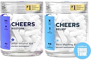 Cheers R&R Combo | Restore + Relief | Feel Better After Drinking & Support Your Liver | DHM, L-Cysteine, Milk Thistle, Ginger, White Willow Bark, Caffeine, L-Theanine | 12 Doses Each | Supplements