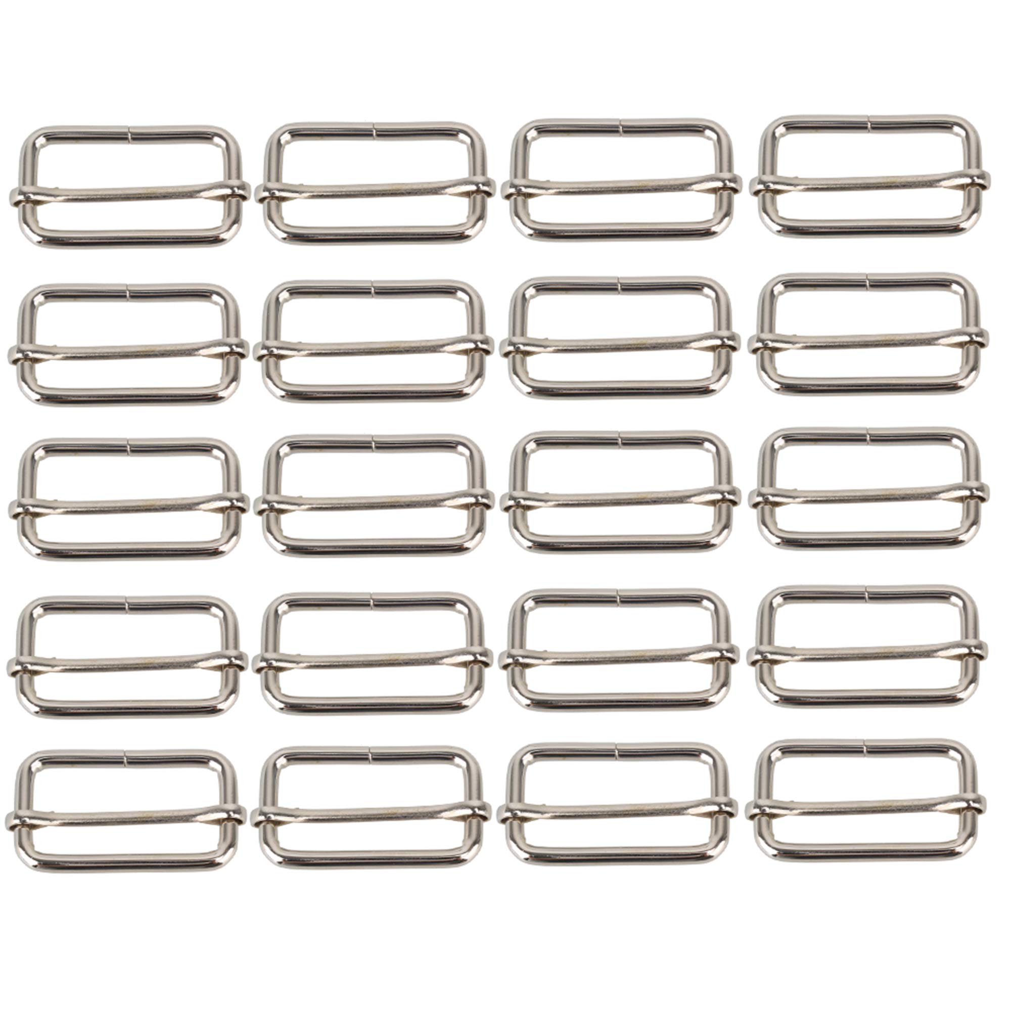 BQLZR, Pack of 20 Metal Sliding Barb Buckles 38mm, Silver, 13.2 x 7.6 x 4.8 cm, N08437