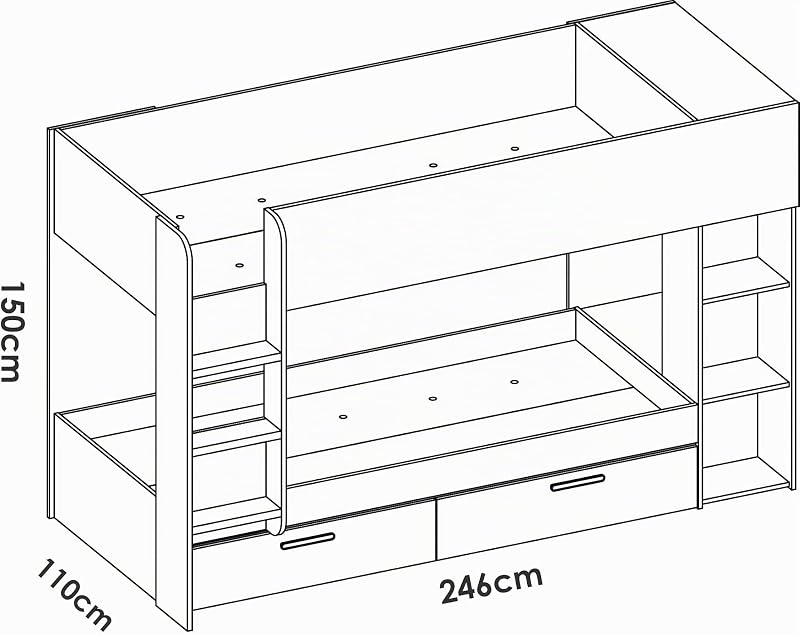 VINTY - Cama para dormitorio - LITERA - BLANCO / NORDIC - 150 x 245.4 x 109.8