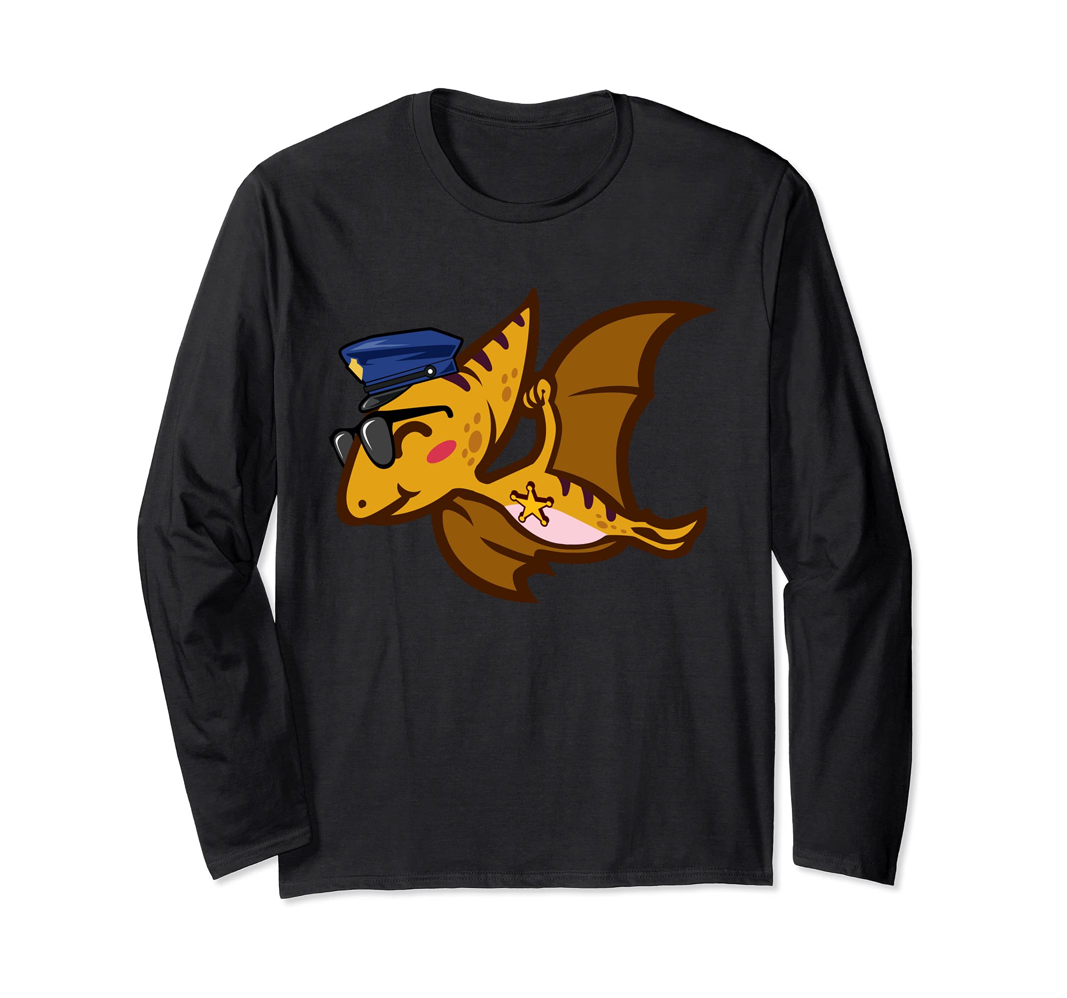 Police Officer Cop Law Enforcement Pterosaur Dinosaur Long Sleeve T-Shirt