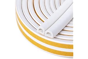 CloudBuyer Door & Window Weather Stripping, Soundproof Insulation Seal Strip with Self-Adhesive Rubber Collision Protection, 16.5 Ft (White)