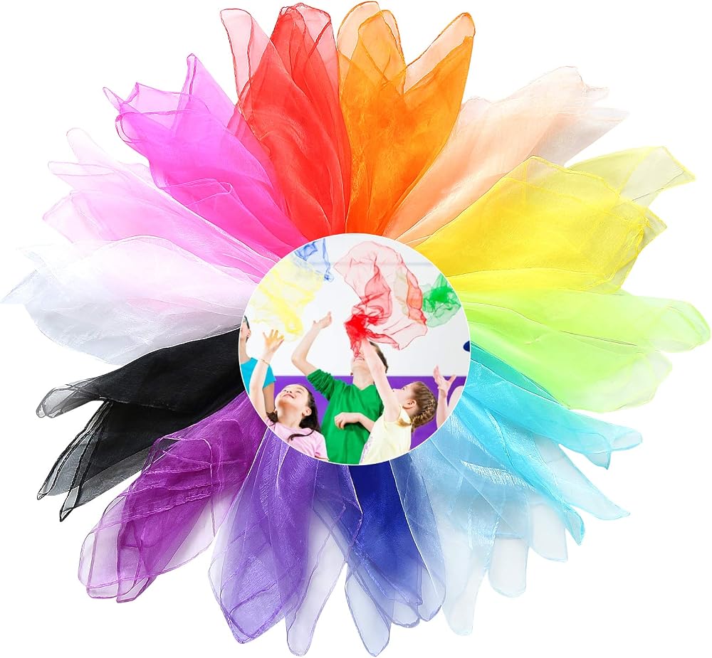 SumDirect Dance Scarves 14 Colors 60x60cm Silk Juggling Square Scarf