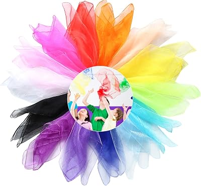 SumDirect Dance Scarves 14 Colors 60x60cm Silk Juggling Square Scarf