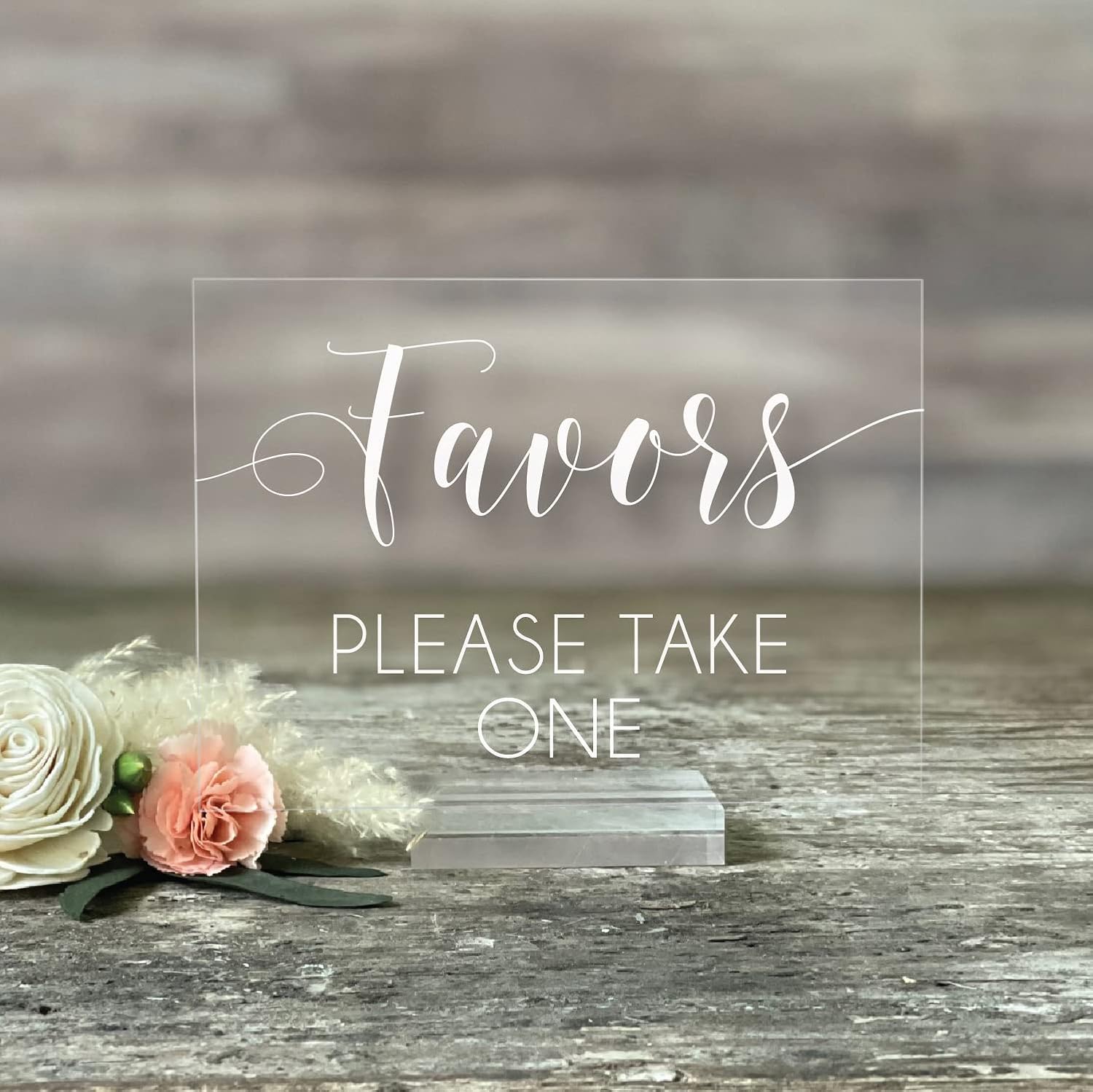 Mixed Media - Acrylic Wedding Favors Sign | Favors Please Take One Acrylic Sign | Acrylic Favors Sign | Wedding Favors Sign | Acrylic Wedding Sign (5X7, Clear Acrylic Stand)