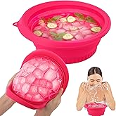Ice Bowl for Facial Cold Bath Foldable Silicone Washbasin with Built-in Icetray Collapsible Travel Facial Plunge Bowl for Face Icebath