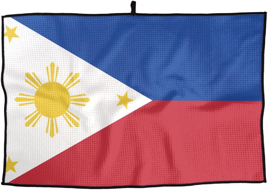 Vintage Philippines Flag Microfiber Golf Towel Sports Towel With Black Overlock 23.6'' X 15''