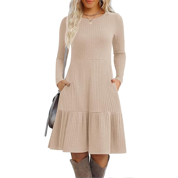 white christmas dresses Women's Solid Cable Pleated Hem Mini Knitted Sweater Dress Blue main image 1
