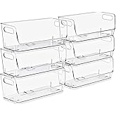 Sorbus Clear Pantry Organizer with Stackable Storage Bins, Open Front | Clear acrylic keeps contents visible and supports pantry organization and storage; this variation is Small Narrow, 6 Pack.
