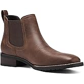Rollda Men's Chelsea Cowboy Boots, Square Toe Elastic Ankle Boots for Dress Casual, Short Western Chelsea Booties for Men