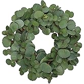 Briful 19.7'' Faux Eucalyptus Wreaths for Front Door, Year-Round Real Touch Silver Eucalyptus Artificial Wreath for Home Farmhouse Mantle Window Wall Decor