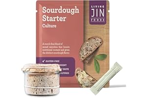 LIVING JIN Sourdough Starter Culture (1 packet), Gluten Free Sourdough Starter Culture, Ready to Use Sour Dough Starter with One-time Feeding, Gluten-Free, Easy to Use, Vigorous Fermentation, Breakdown Gluten