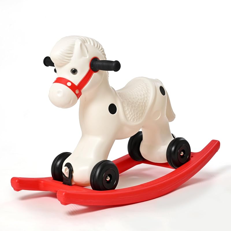 DIVCHI Rocking Horse Toddler Ride On Toy White Easy Grip Handles Stable Saddle