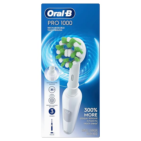 ORAL-B PRO 1000 RECHARGEABLE ELECTRIC TOOTHBRUSH, WHITE