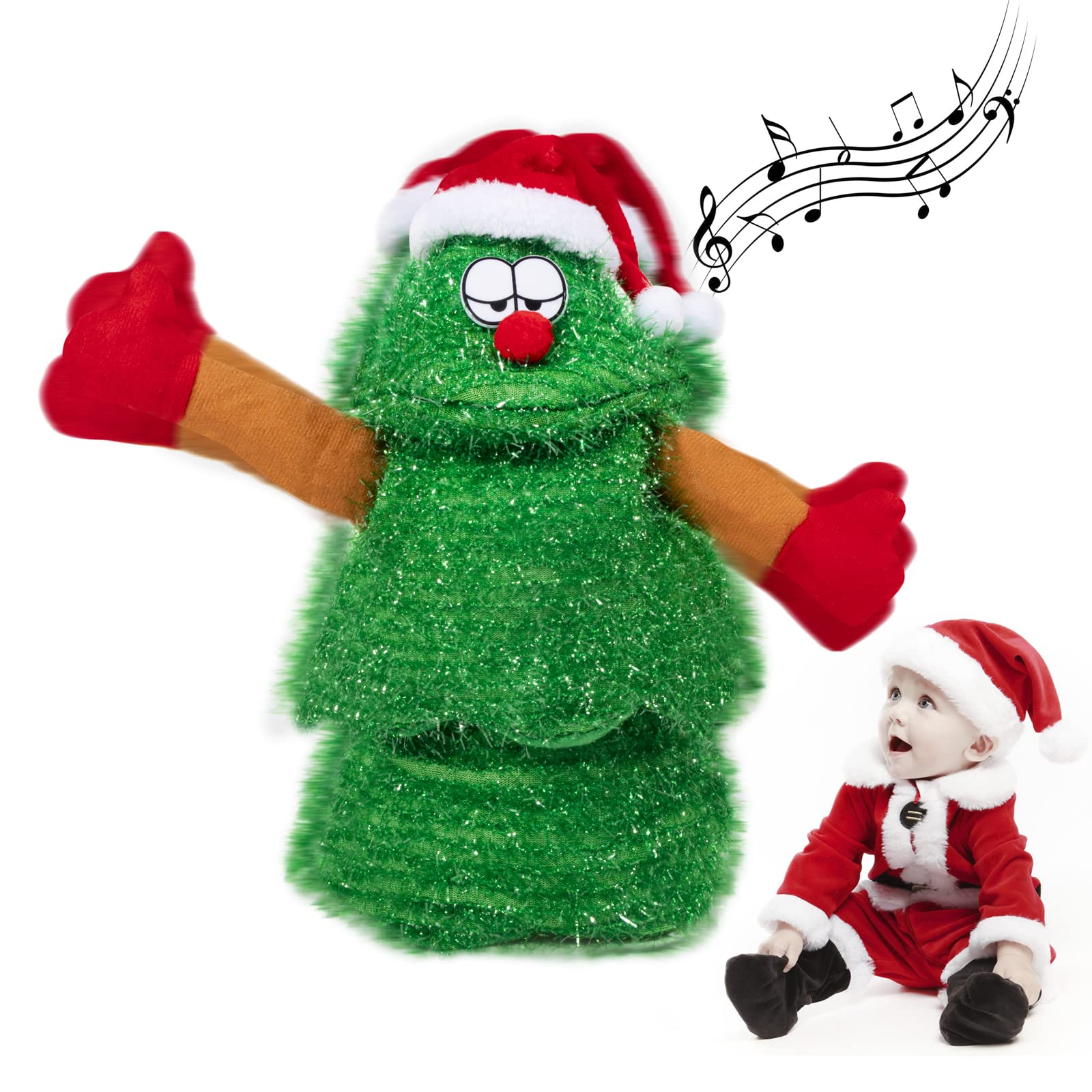 SdeNow Electric Christmas Tree with Animated Santa Claus, Green, 6 Songs
