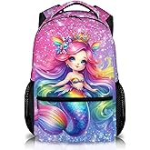 KAXVZER Backpacks for Girls, Mermaid School Backpack for Kids 6-8, Back to School Supplies, 17'' Large Capacity Lightweight Animals Bookbag Gifts for Kindergarten Preschool Elementary