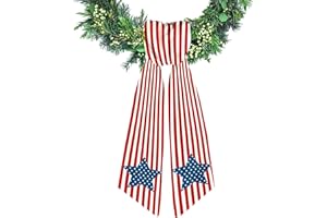 Ftuuo Patriotic Wreath Sash for Front Door Red White Stripe Star Wreath Satin Sash Burlap Garland Ribbon Accessories for Wreath Yard Doorway Indoor Outdoor Bow 4h of July Home Decor,5.1 x 54.3