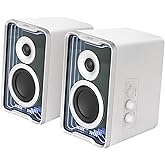 Edifier QR30 2.0 Desktop Active Speaker, Compact Bluetooth V5.4 Computer Speakers, Wireless Bookshelf Speaker, 30W (RMS), 3.5mm AUX & USB-A Wired Input, Dynamic Light Effects, App Control, White