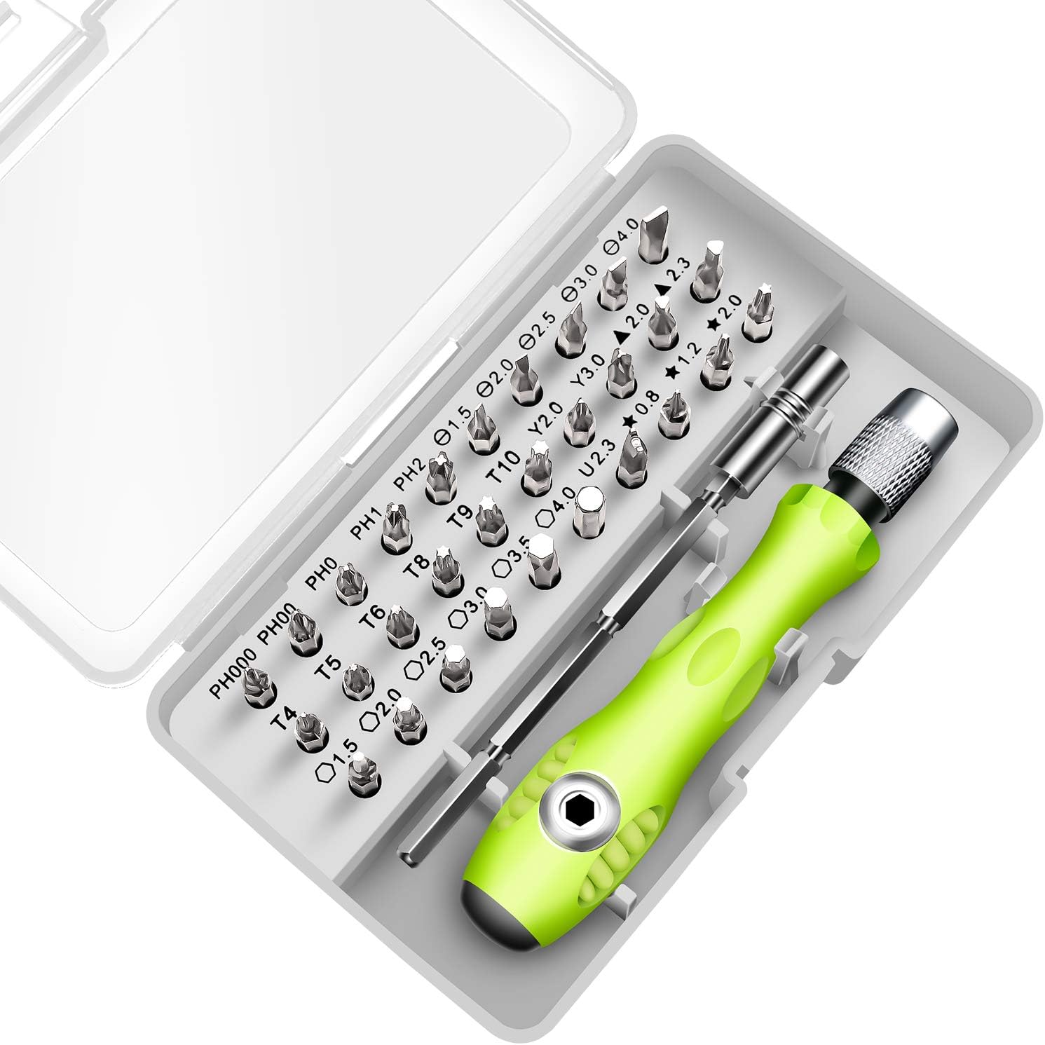 Screwdriver Set,32 in 1 Precision Magnetic Screwdriver Set with Adjustable Pole & Anti-Slip Handle, Repair Tools for Electronics, Home Appliances, DIY Projects (Green)