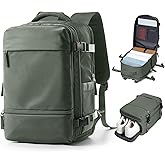 suwasp Travel Backpack Simple Durable Carry On Backpack with Shoe Compartment, Personal Item Travel Bag Flight Approved, Water Resistant Laptop Backpack for Women Men Weekender Business, Sage Green