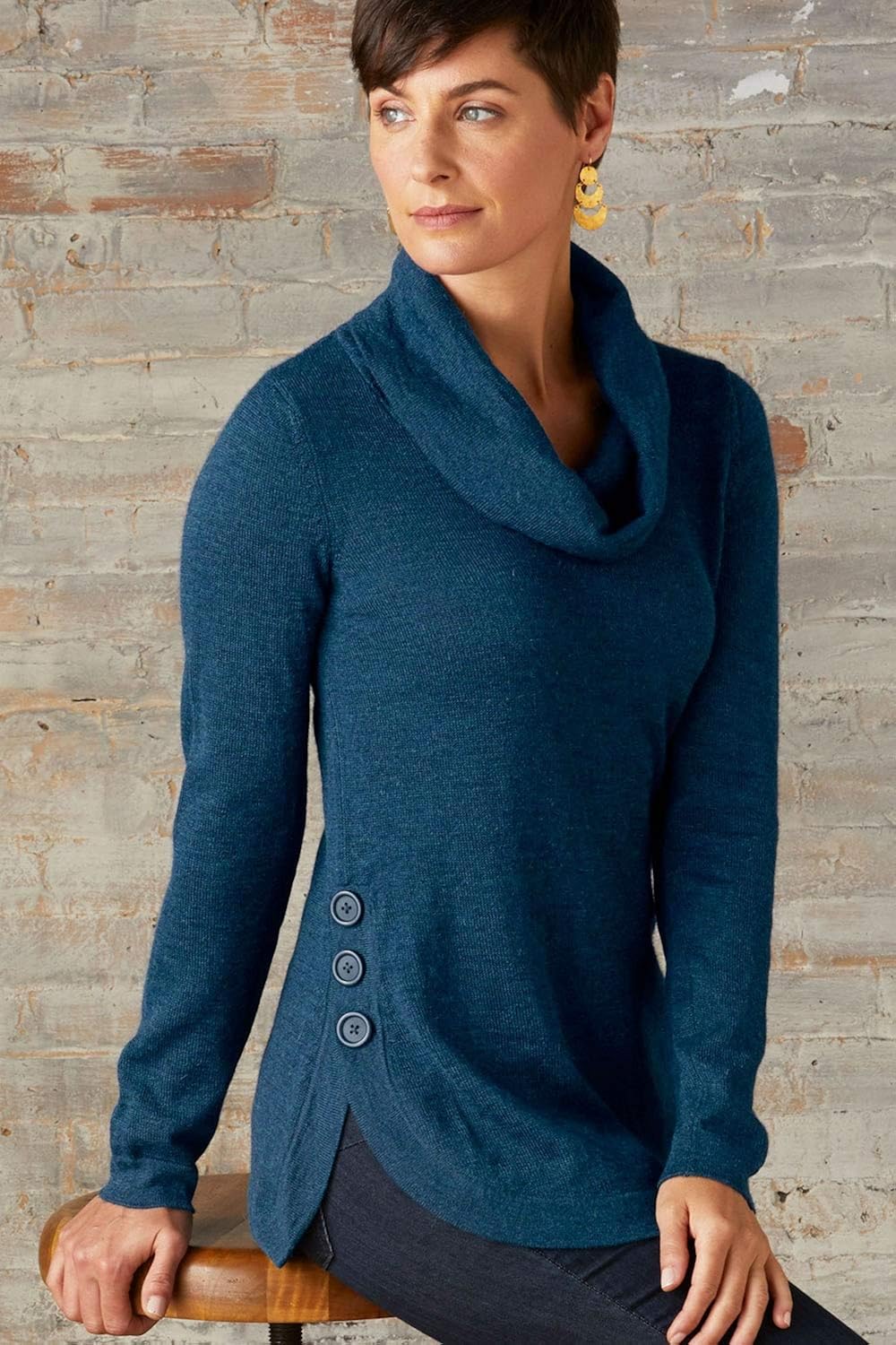 Fair Indigo Fair Trade Alpaca Cowl Neck 