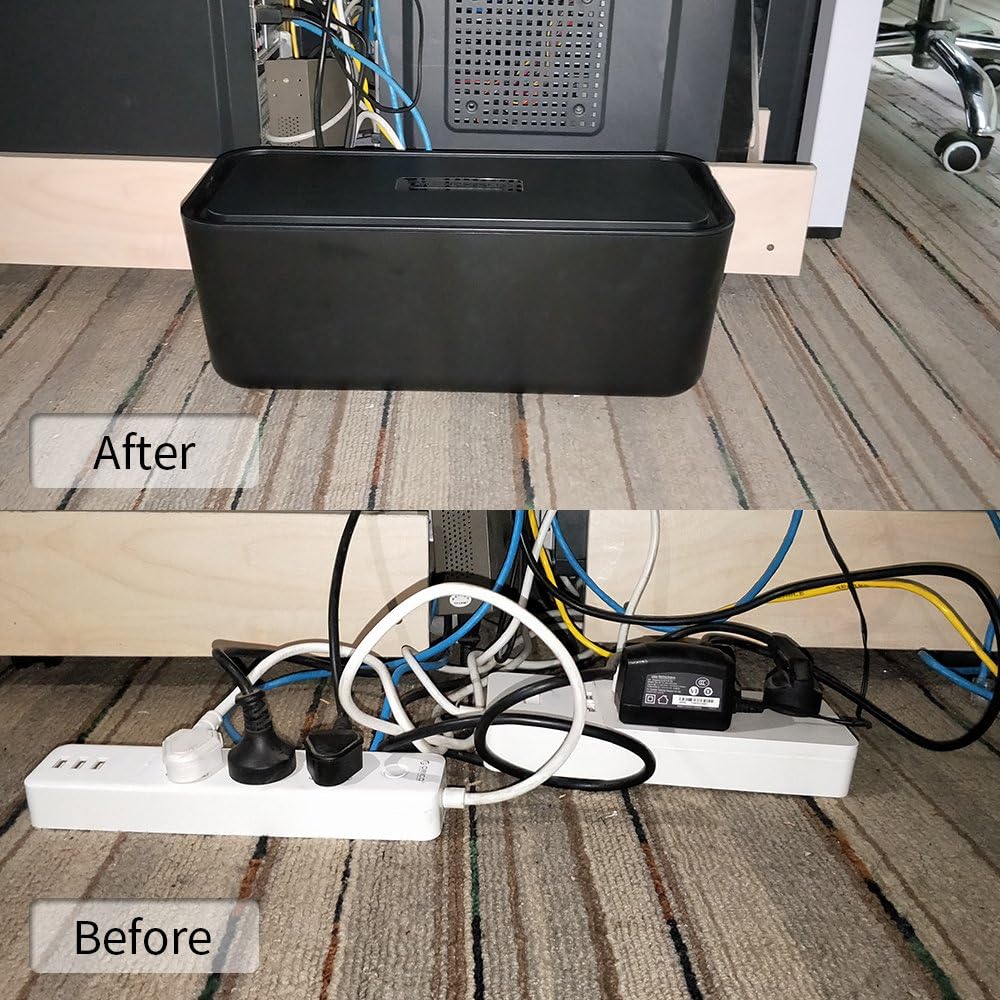 Cable Management Box for Extension Lead Cable Tidy with Cable Holder