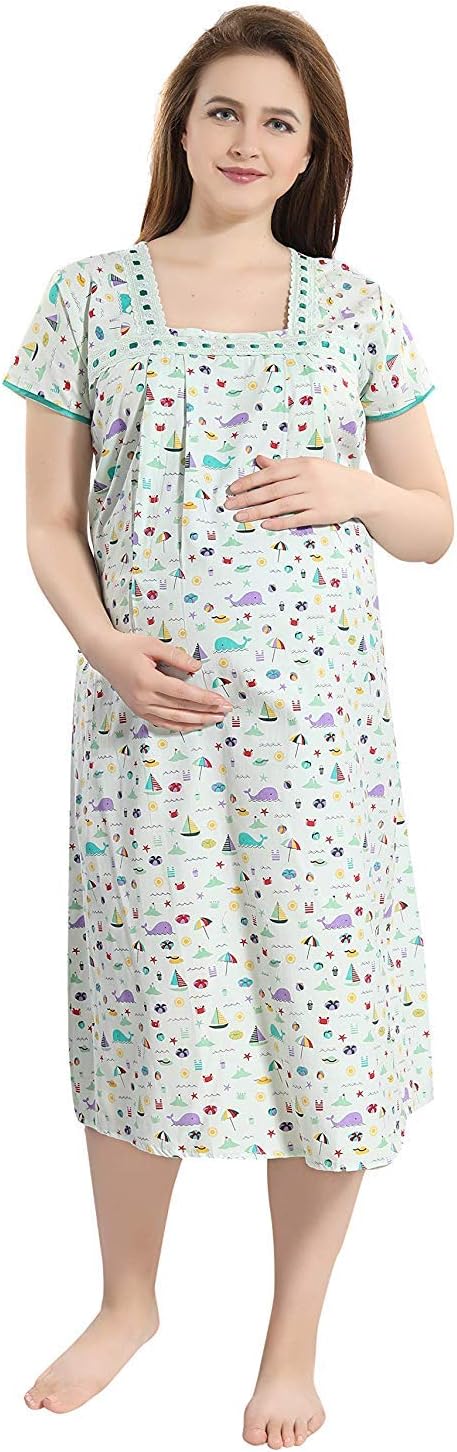 PIU Women's Printed Maternity Nighty