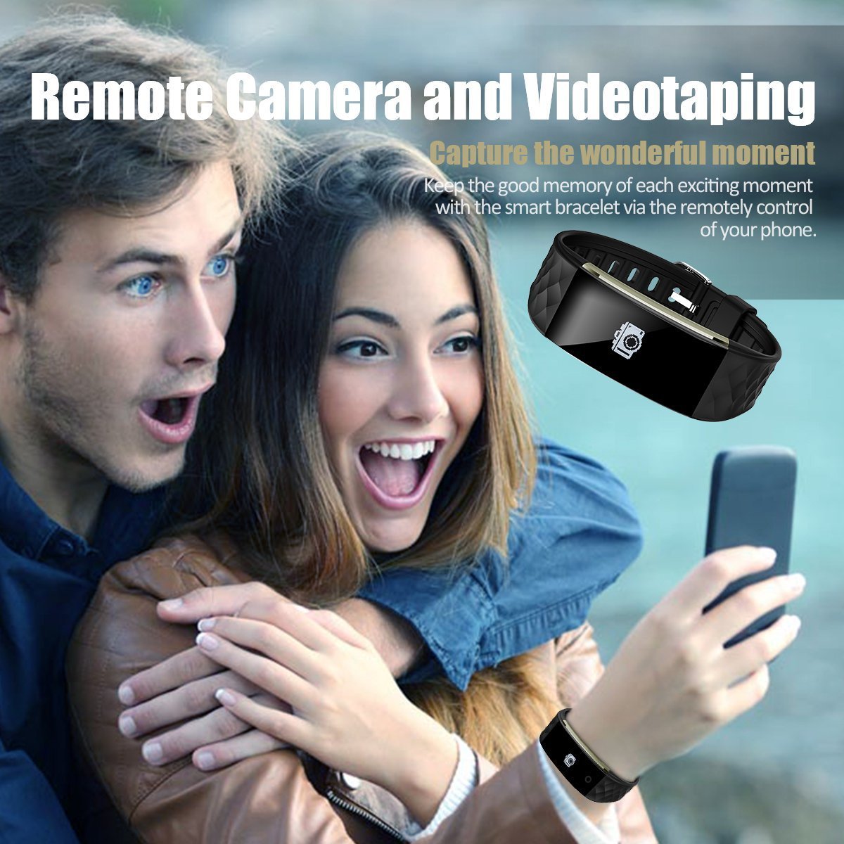 Fitness Tracker,SinoProHeart Rate Monitor Smart BraceletIP67 Waterproof Fitness Wristband with OLED Touch ScreenStep TrackerSleep MonitorCall Reminder for iPhoneAndroid Smartphones (Black)