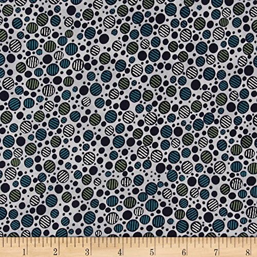 Hoffman Fabrics Talia Metallic Graphic Dots Dune/Silver Fabric by The Yard