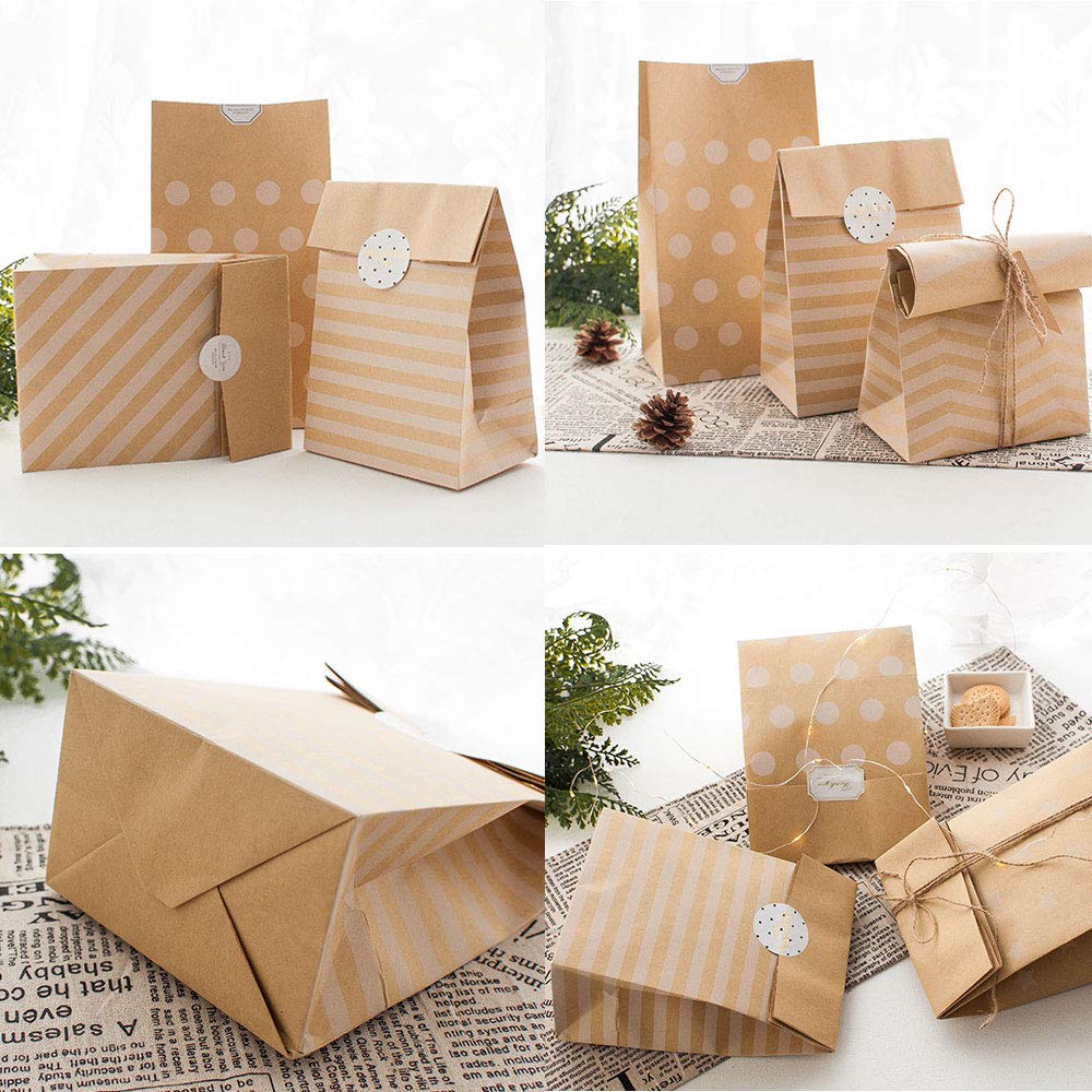 24pz Sacchetti Carta Kraft Bustine Borse con Adesivi Corda ...