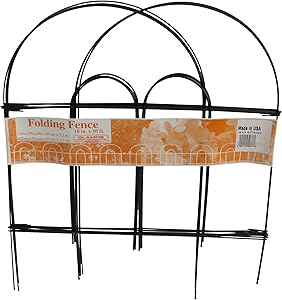 Glamos 367779 Folding Metal Wire Garden Fence, 18-Inch by 10-Foot, Pack of 12, Black
