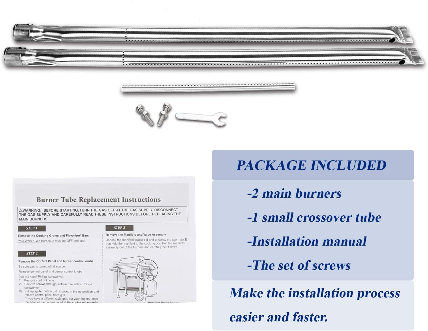 Utheer 7507 Grill Burner Tubes 27 Inch for Weber Spirit 210 Spirit E210 Spirit 200, Genesis Silver A, Spirit 500(with Side Mounted Control Panel) Grill Replacement Parts, Stainless Steel : Garden & Outdoor