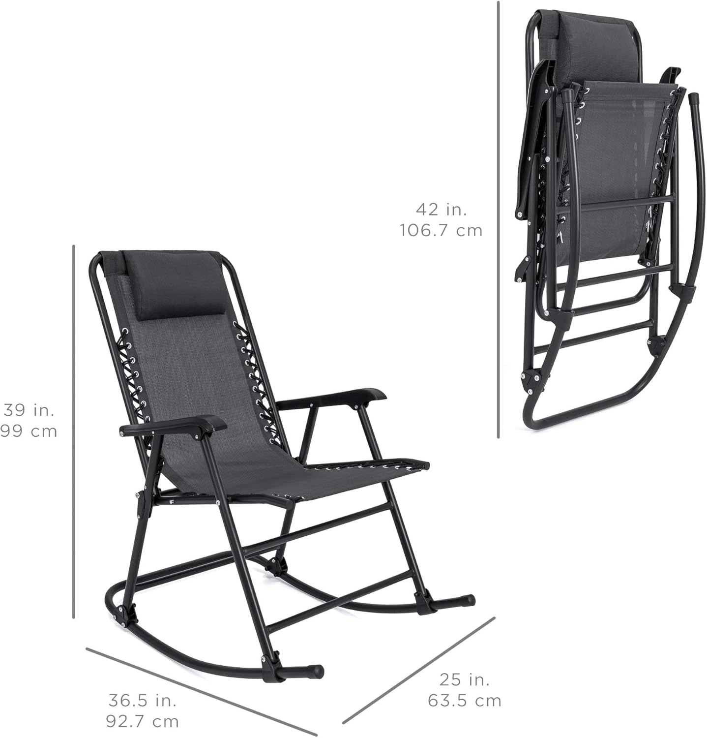 Best Choice Products Foldable Zero Gravity Rocking Mesh Patio Recliner Chair w/Headrest Pillow - Black : Garden & Outdoor