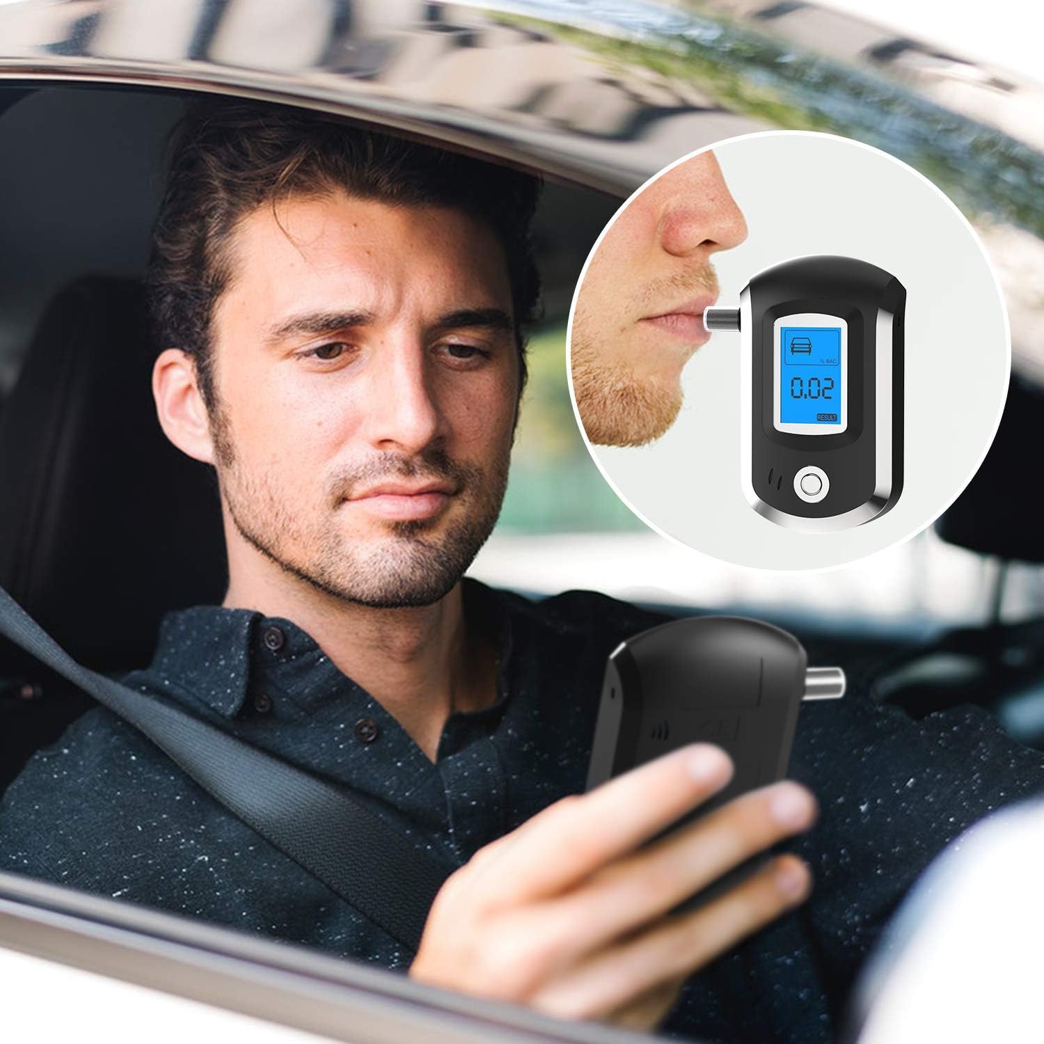 Portable Breath Alcohol Tester with Audio Warning and LCD Screen Auto