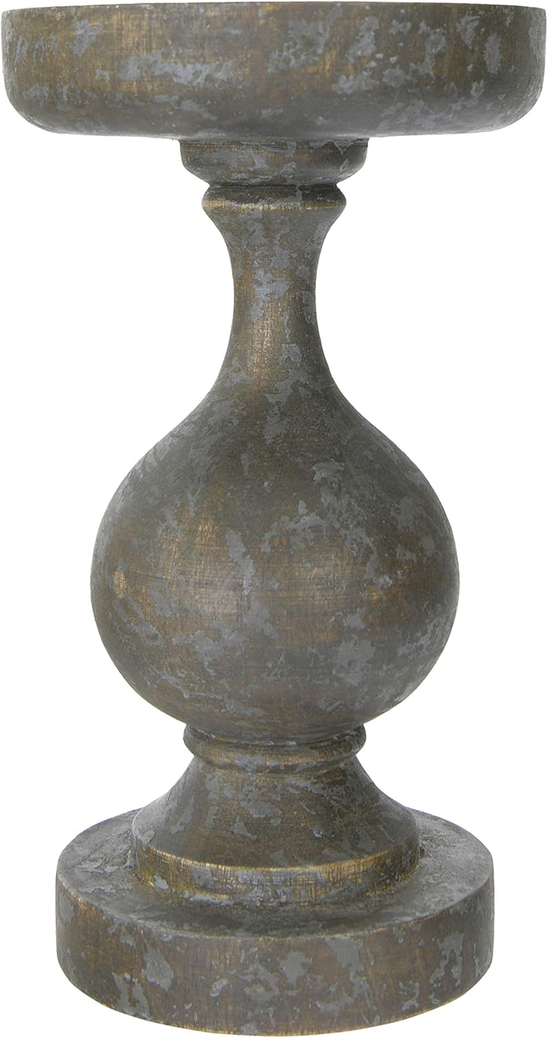 Creative Co-Op DF2258 Mango Wood Candleholder with Blackwash Finish (Holds 6" Pillar Candle Holder, 5", Black: Home & Kitchen