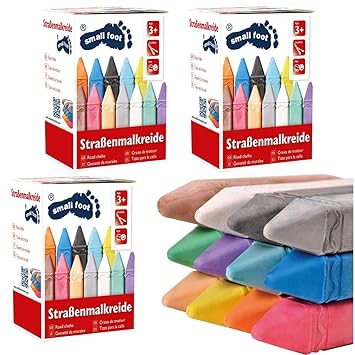 Smart Planet 3er Set Straßenmalkreide 36 Stück Malkreide in 12 Straßenkreide ca. 10 x 2 x 2 cm Kinder Kreide zum Malen auf de