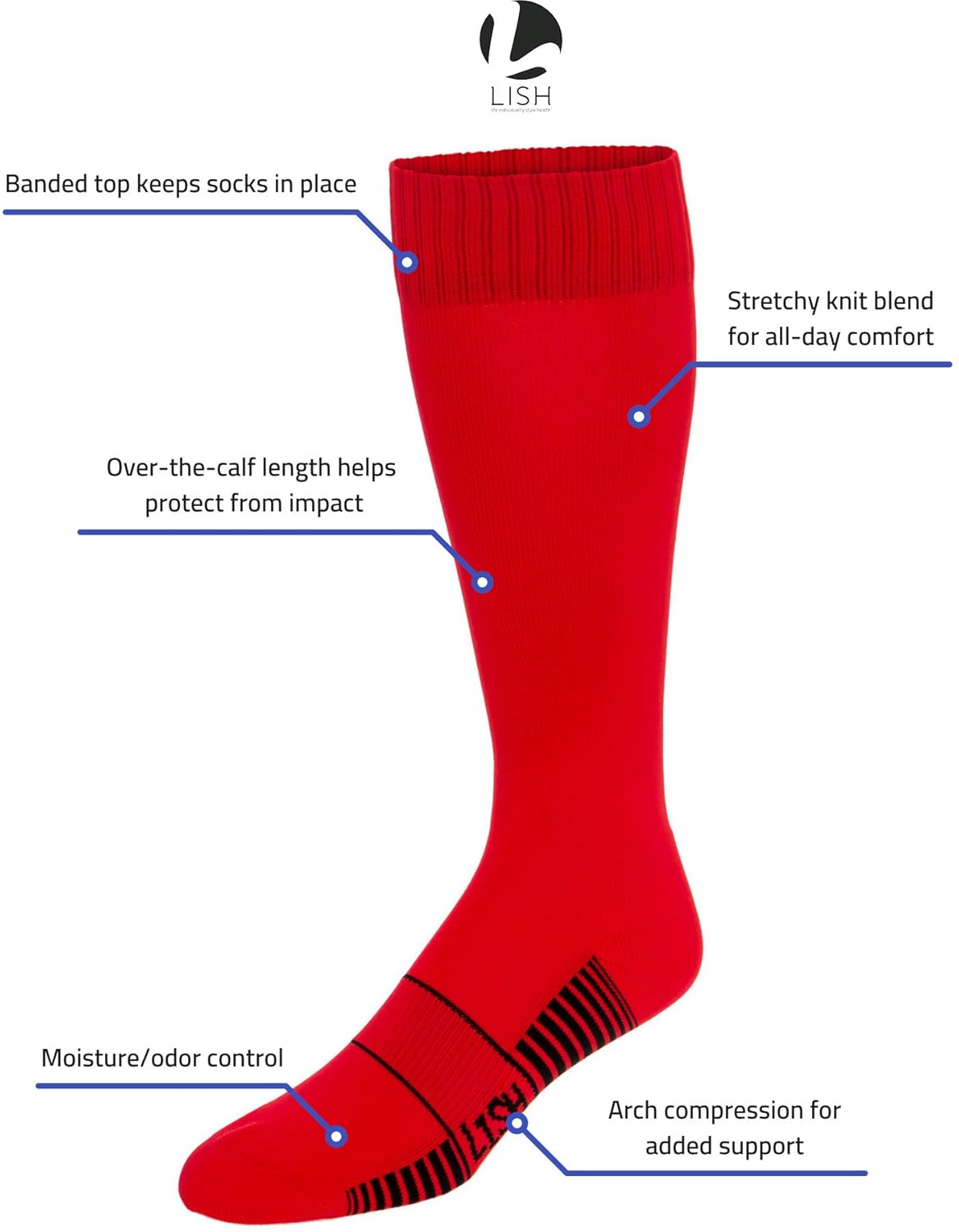 Athletic OverTheCalf Sport Socks LISH 3 Pack Mens Elite Football