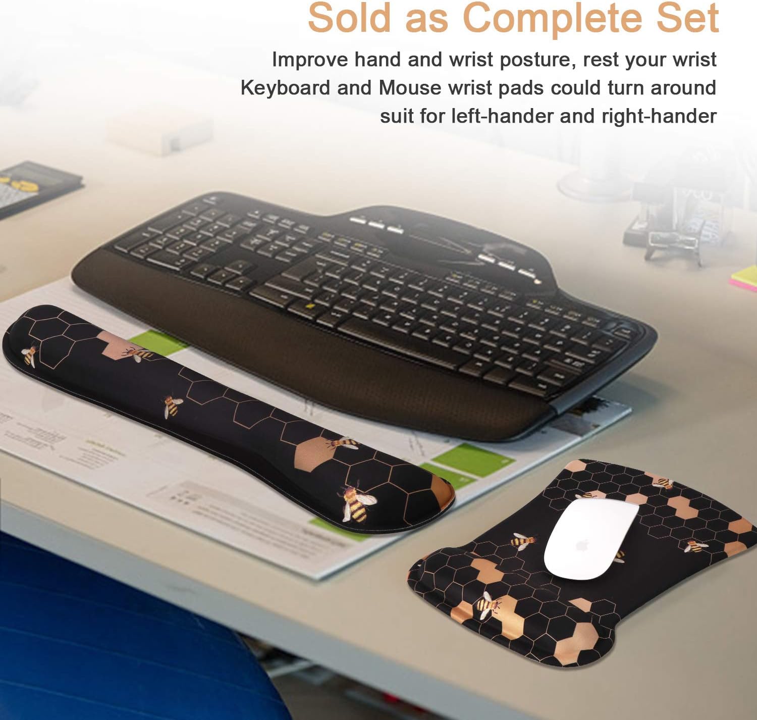 iCasso Keyboard Wrist Rest and Mouse Wrist Rest Pad, Made of Memory Foam, Ergonomic Support, Easy Typing and Relieve Wrist Pain, Perfect for Gaming, Computer, Office, Laptop - Honeycomb : Office Products