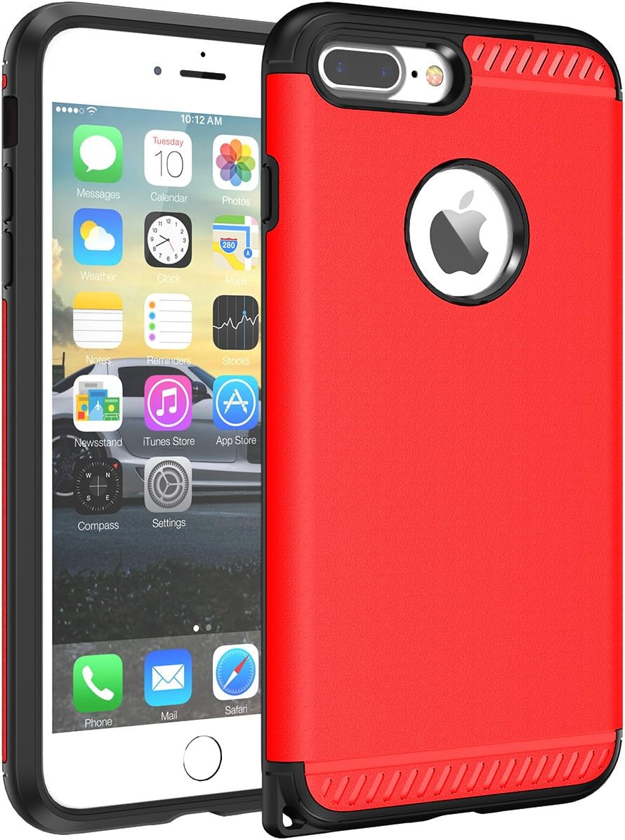 iPhone 7 Plus Case, CHTech iPhone 8 Plus Case Double Layer Shockproof Heavy Duty Protection Armor Case for Apple 5.iPhone 7 Plus/iPhone 8 Plus Red