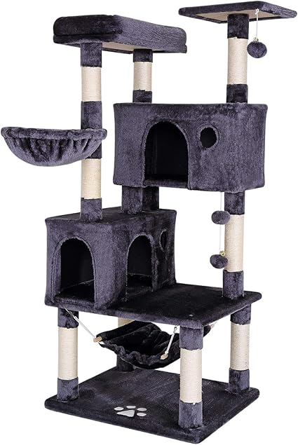 Dibea Kb00651 Arbre à Chat Arbre à Chat Gris Foncé Hauteur 140 Cm