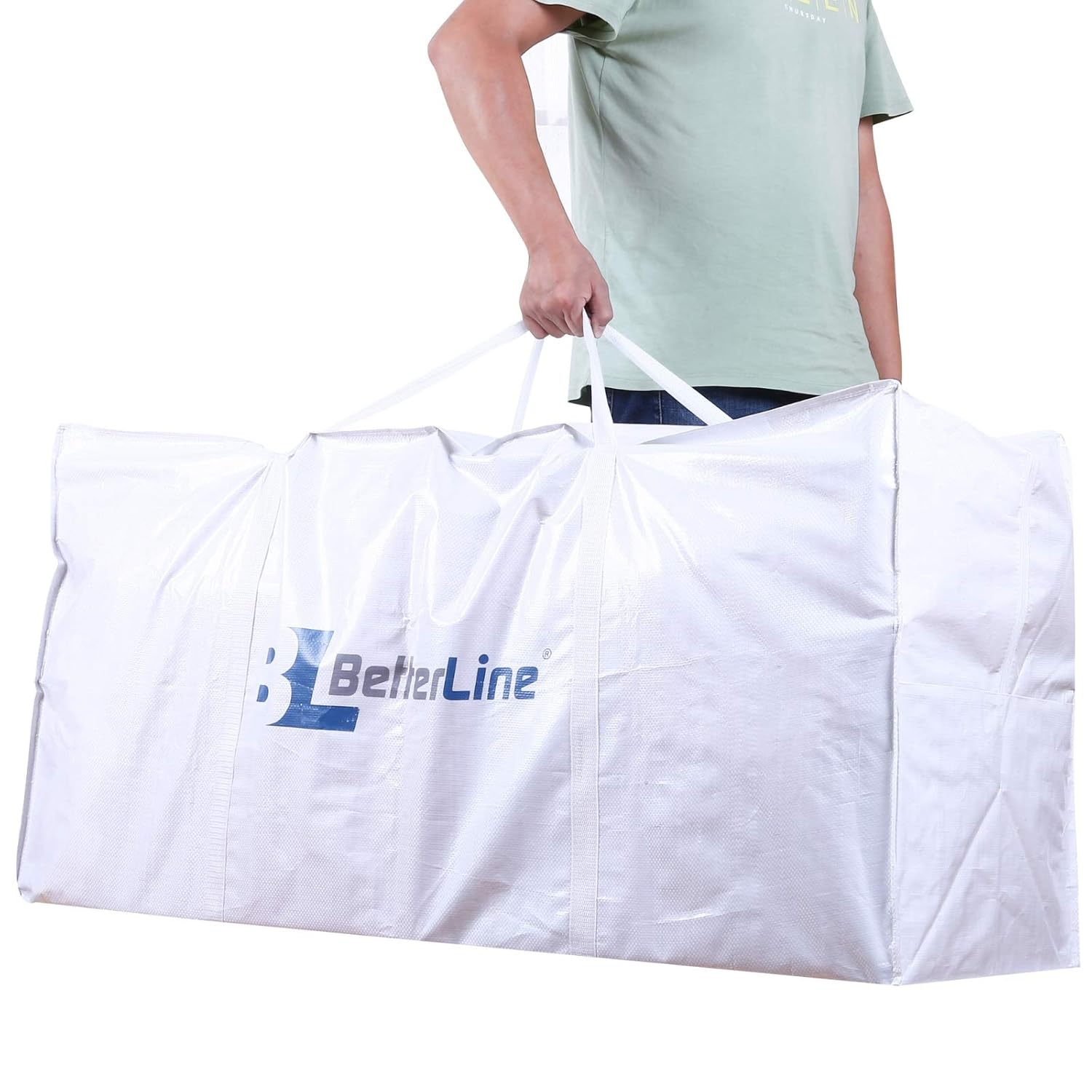 BETTERLINE Extra Large Storage Bag - Heavy Duty 45x22x16 Inches Huge Tote Duffel with Max Load of 100 lbs. (45kg) - Tear-Resistant & Water-Resistant Polypropylene Woven Cloth, with Zippers