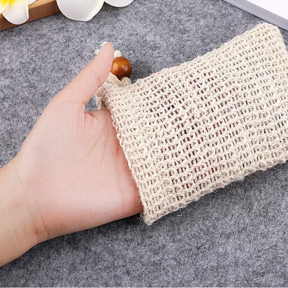 YIKEF Sisal Soap Bag, 4 PCS Exfoliating Soap Saver Pouch Holder For Bathing Washing hands and Shaving, Style 3 - Image 4