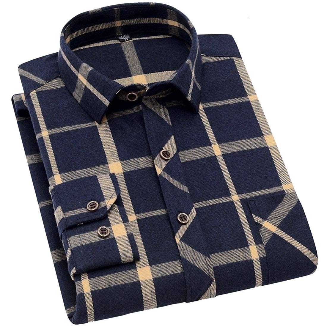 Clothing Mens Snap Button Down Plaid Long Sleeve Work ...
