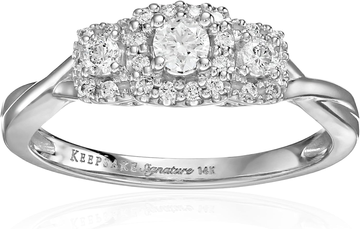 Keepsake Signature 14k White Gold Diamond ThreeStone Engagement Ring