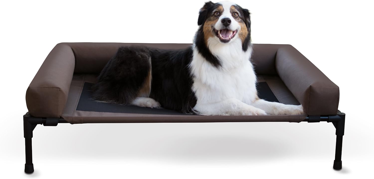 K&H Pet Products Original Bolster Pet Cot Elevated Pet Bed Small Chocolate/Mesh 17" x 22" x 7" : Pet Supplies