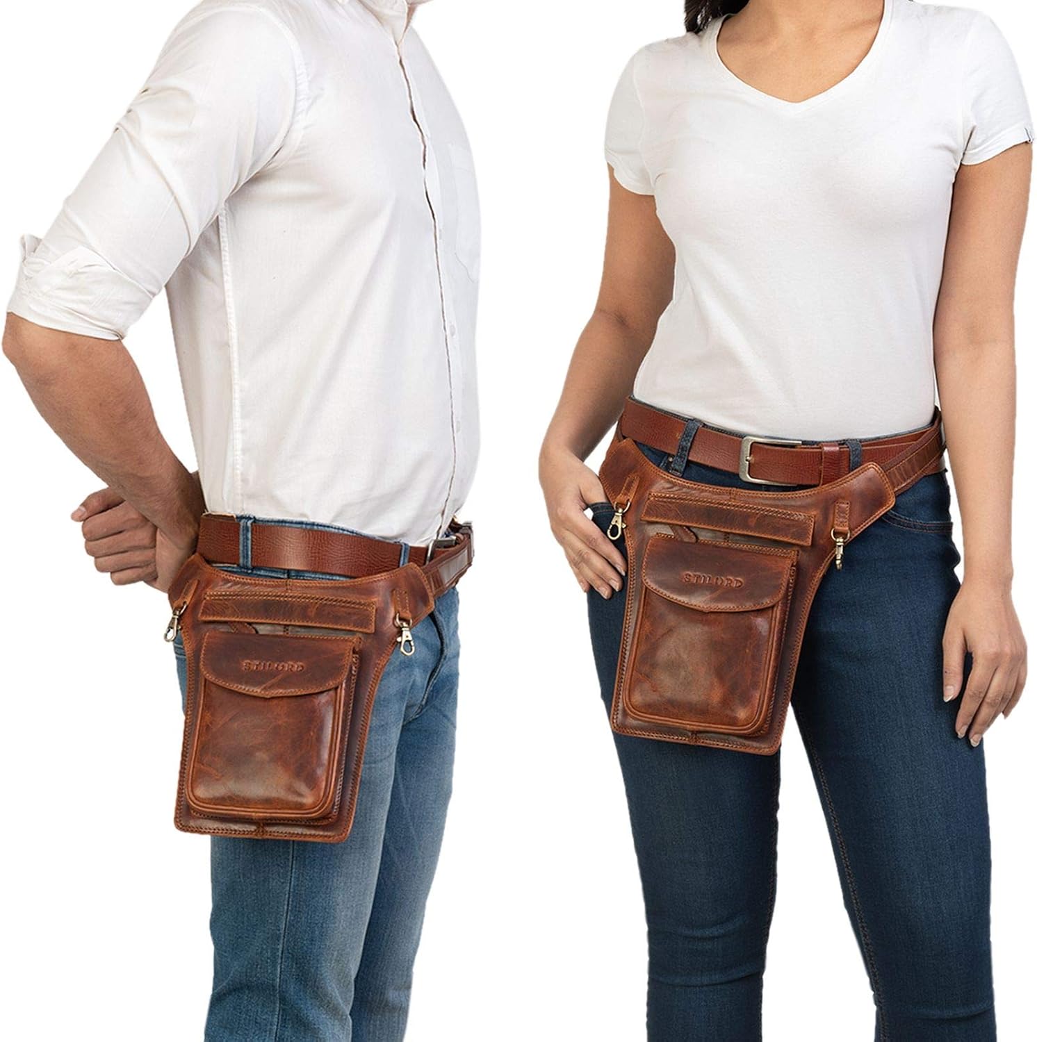 STILORD "Frankie" Leather Bum Bag Vintage Waist Belt for Men and Women Genuine Leather Crossbody Hip Fanny Pack Ideal for Travel Festival Colour:Kara - Image 4