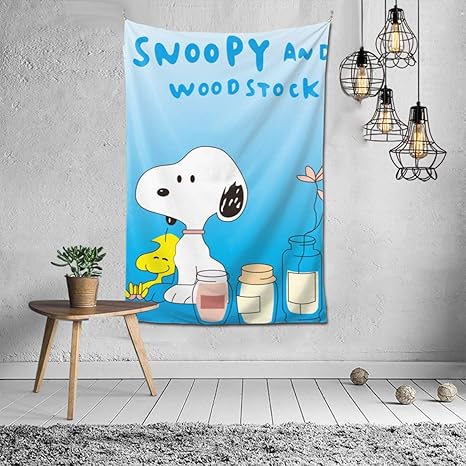 Amazon Co Jp タペストリー Snoopy スヌーピー おしゃれ 布製壁掛け 部屋 寮 ホームステイ窓 壁 装飾用品 多機能 ブランケットカーテン ビーチタオル インテリア 100 X150 Cm ホーム キッチン