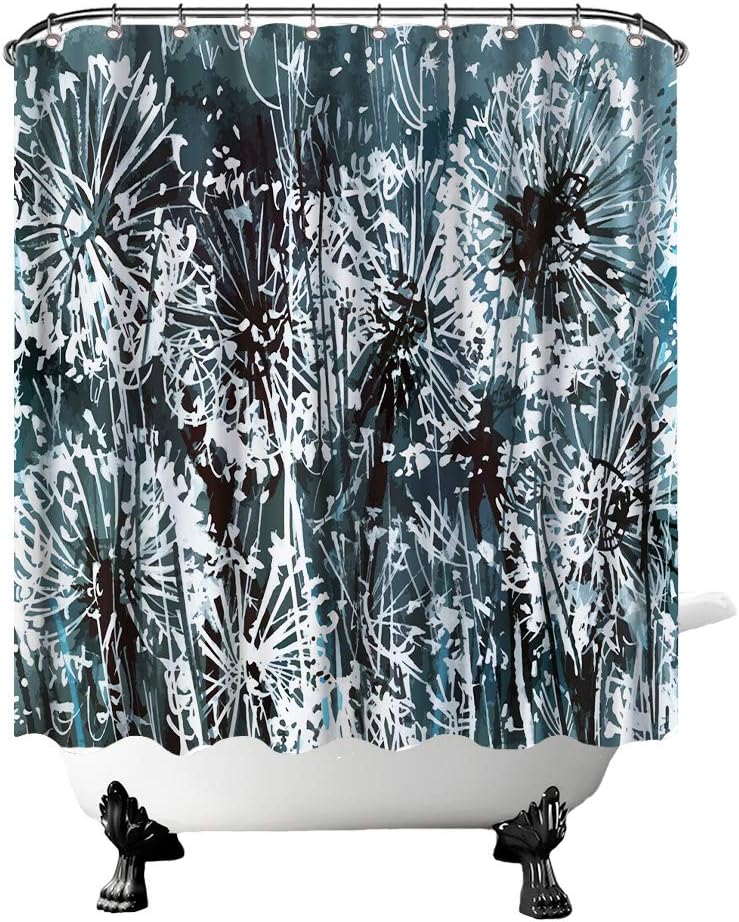 Amazon Com Nachic Wall Waterproof Polyester Shower Curtain Modern Abstract Dandelion Flower Bath Curtain White Grey Bathroom Decor Set With Hooks 72x72 Inches Kitchen Dining