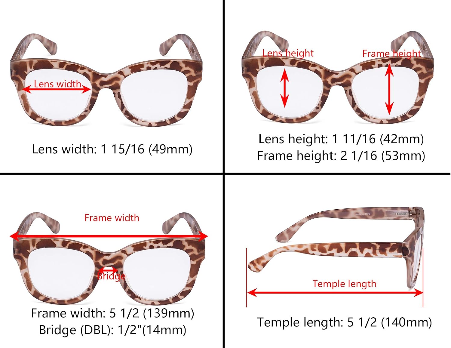 Eyekeeper Oversized Reading Glasses - Retro Readers for Women Reading +1.00, 5 Pair Mix - Image 5