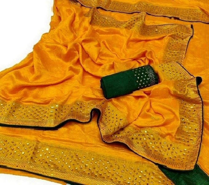 Womens Mysore Silk Blend Saree With Unstitched Blouse Piece